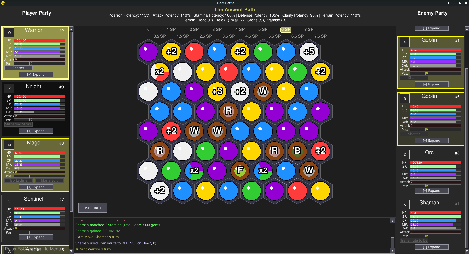 Gem Battle Battle Screen - Waiting for move