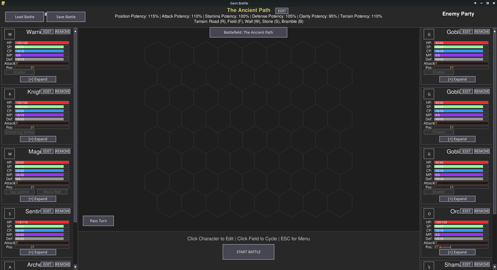 Gem Battle Setup Screen - Configuring match parameters