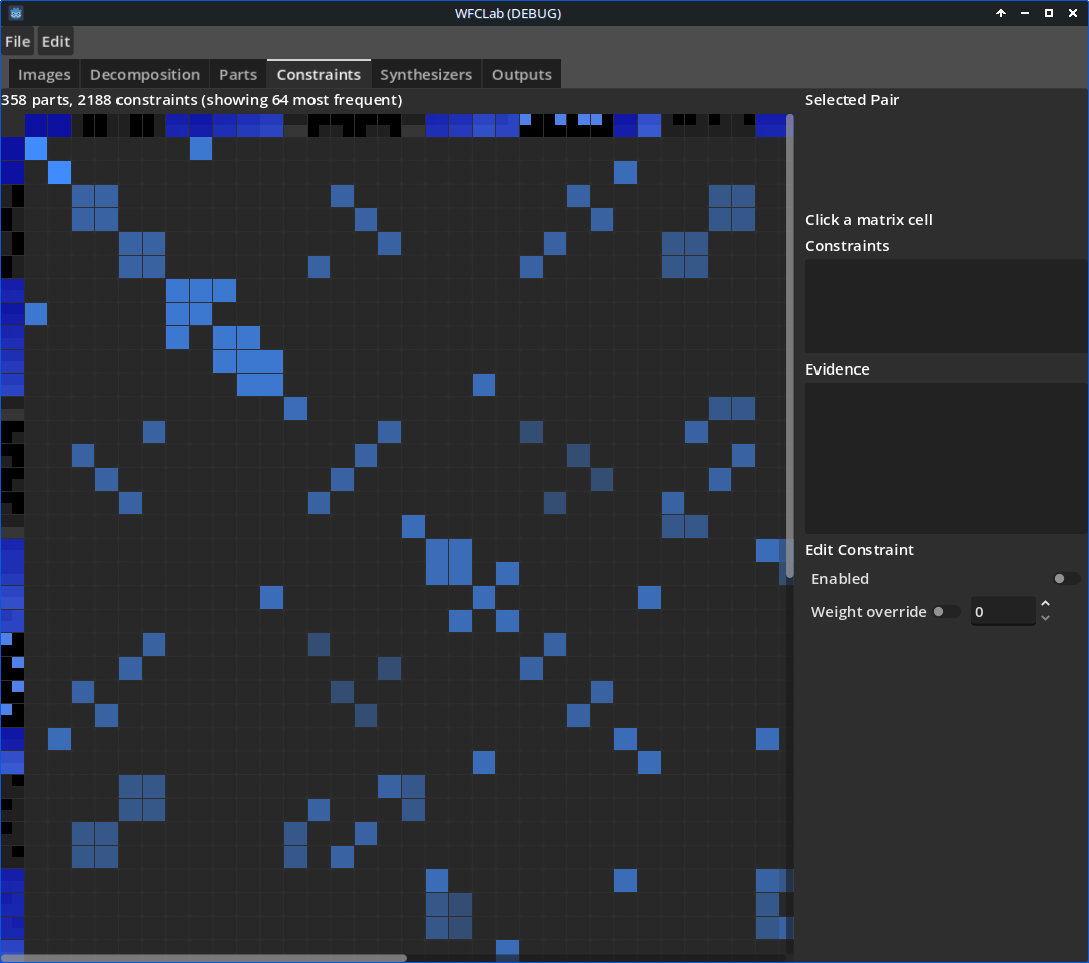 Constraints tab displaying learned adjacency relationships